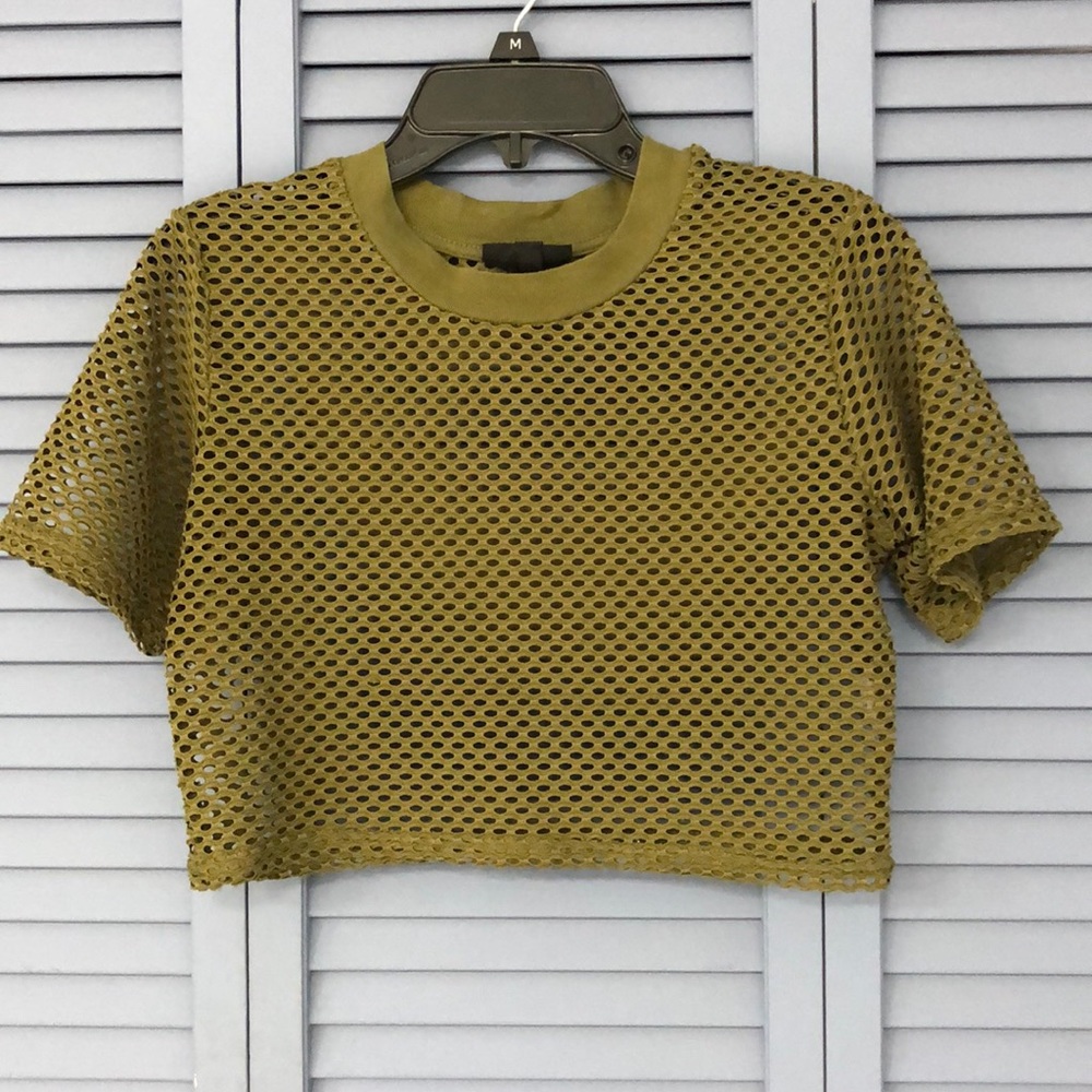 Olive Green Fish Net Crop Top